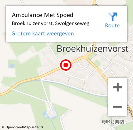 Locatie op kaart van de 112 melding: Ambulance Met Spoed Naar Broekhuizenvorst, Swolgenseweg op 24 juli 2015 14:31