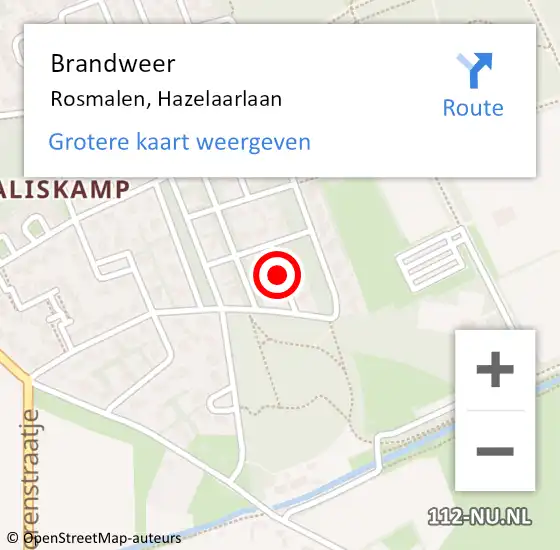 Locatie op kaart van de 112 melding: Brandweer Rosmalen, Hazelaarlaan op 24 juli 2015 15:52