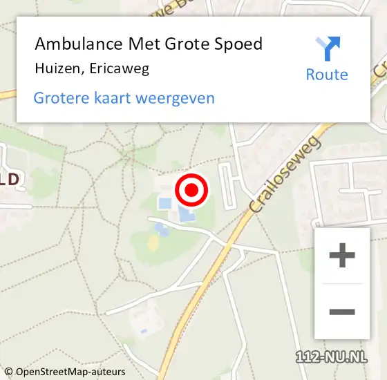 Locatie op kaart van de 112 melding: Ambulance Met Grote Spoed Naar Huizen, Ericaweg op 24 juli 2015 15:57