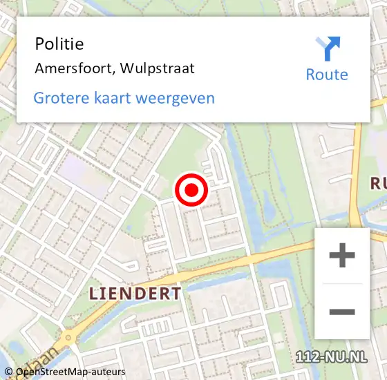 Locatie op kaart van de 112 melding: Politie Amersfoort, Wulpstraat op 24 juli 2015 16:47