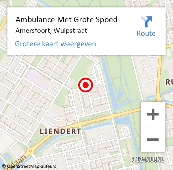 Locatie op kaart van de 112 melding: Ambulance Met Grote Spoed Naar Amersfoort, Wulpstraat op 24 juli 2015 16:54