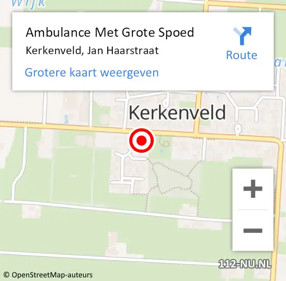 Locatie op kaart van de 112 melding: Ambulance Met Grote Spoed Naar Kerkenveld, Jan Haarstraat op 24 juli 2015 17:32