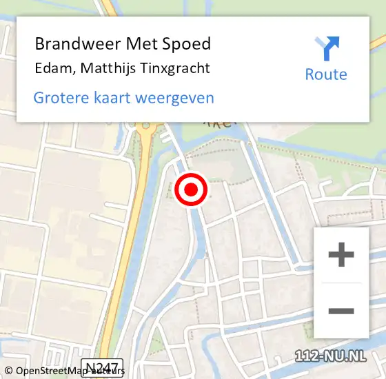 Locatie op kaart van de 112 melding: Brandweer Met Spoed Naar Edam, Matthijs Tinxgracht op 24 juli 2015 17:34