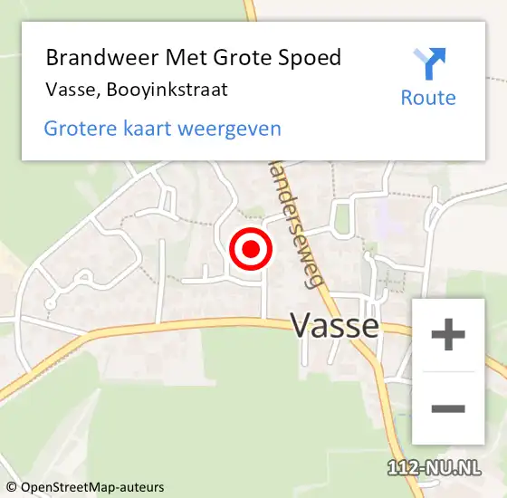 Locatie op kaart van de 112 melding: Brandweer Met Grote Spoed Naar Vasse, Booyinkstraat op 24 juli 2015 17:43