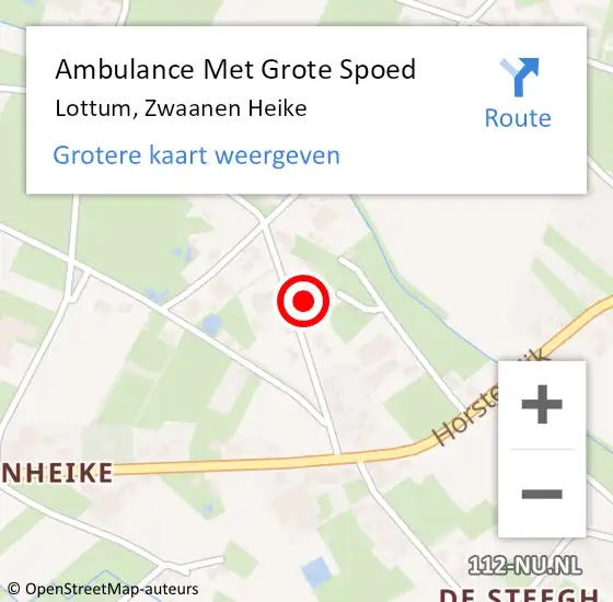 Locatie op kaart van de 112 melding: Ambulance Met Grote Spoed Naar Lottum, Zwaanen Heike op 24 juli 2015 18:55