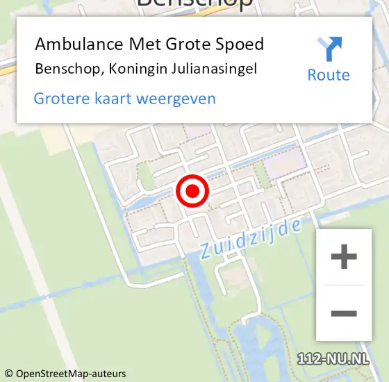 Locatie op kaart van de 112 melding: Ambulance Met Grote Spoed Naar Benschop, Koningin Julianasingel op 24 juli 2015 21:30