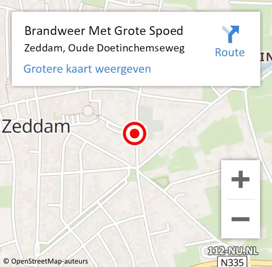 Locatie op kaart van de 112 melding: Brandweer Met Grote Spoed Naar Zeddam, Oude Doetinchemseweg op 24 juli 2015 21:42