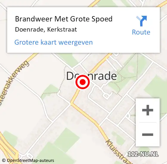 Locatie op kaart van de 112 melding: Brandweer Met Grote Spoed Naar Doenrade, Kerkstraat op 24 juli 2015 21:42