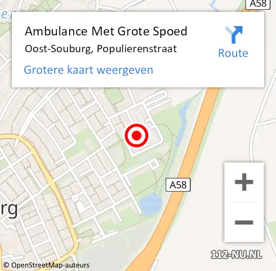 Locatie op kaart van de 112 melding: Ambulance Met Grote Spoed Naar Oost-Souburg, Populierenstraat op 24 juli 2015 23:01