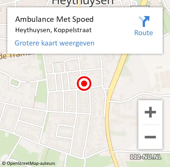 Locatie op kaart van de 112 melding: Ambulance Met Spoed Naar Heythuysen, Koppelstraat op 24 juli 2015 23:19