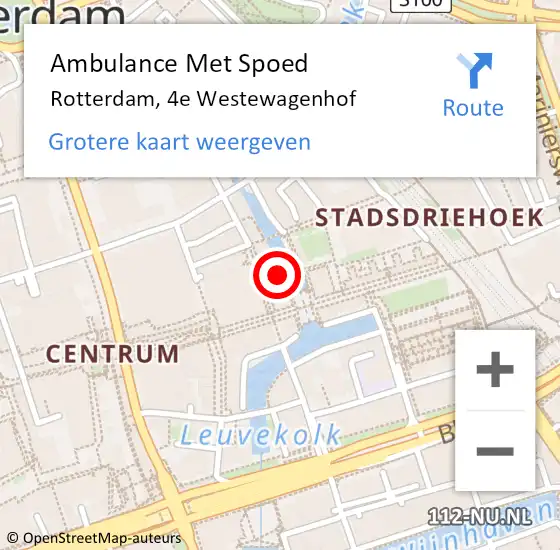 Locatie op kaart van de 112 melding: Ambulance Met Spoed Naar Rotterdam, 4e Westewagenhof op 24 juli 2015 23:36