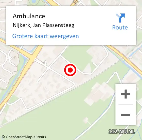 Locatie op kaart van de 112 melding: Ambulance Nijkerk, Jan Plassensteeg op 15 november 2013 08:18