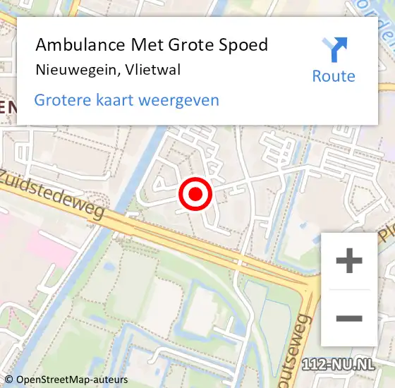 Locatie op kaart van de 112 melding: Ambulance Met Grote Spoed Naar Nieuwegein, Vlietwal op 15 november 2013 08:28