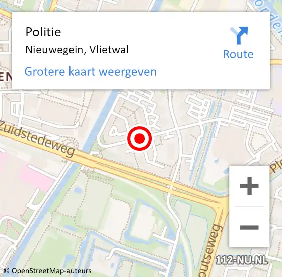 Locatie op kaart van de 112 melding: Politie Nieuwegein, Vlietwal op 15 november 2013 08:32