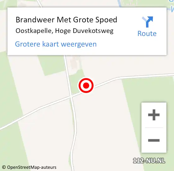 Locatie op kaart van de 112 melding: Brandweer Met Grote Spoed Naar Oostkapelle, Hoge Duvekotsweg op 25 juli 2015 04:32