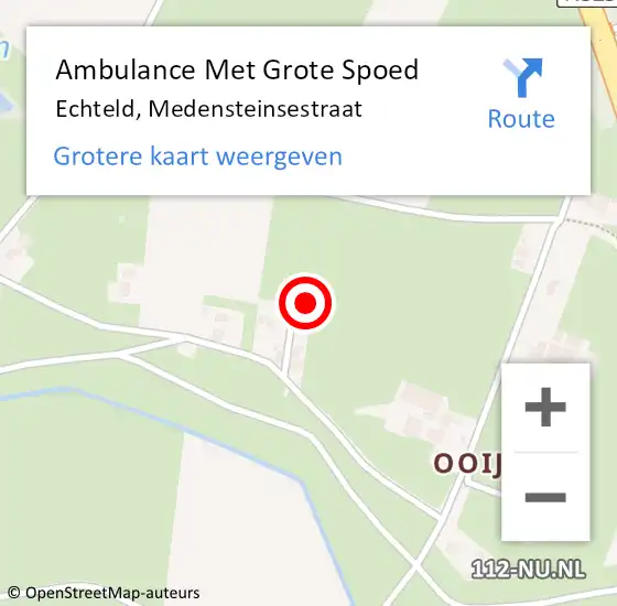 Locatie op kaart van de 112 melding: Ambulance Met Grote Spoed Naar Echteld, Medensteinsestraat op 25 juli 2015 04:43