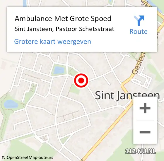 Locatie op kaart van de 112 melding: Ambulance Met Grote Spoed Naar Sint Jansteen, Pastoor Schetsstraat op 25 juli 2015 09:47