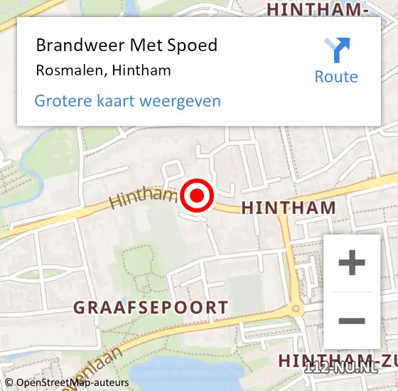 Locatie op kaart van de 112 melding: Brandweer Met Spoed Naar Rosmalen, Hintham op 25 juli 2015 09:54