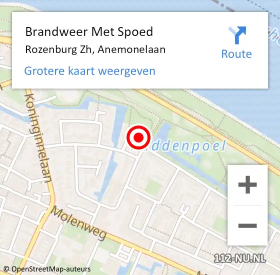 Locatie op kaart van de 112 melding: Brandweer Met Spoed Naar Rozenburg Zh, Anemonelaan op 25 juli 2015 10:45