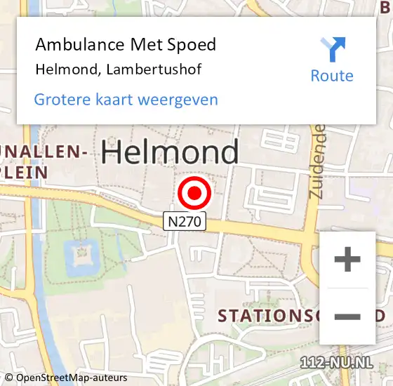 Locatie op kaart van de 112 melding: Ambulance Met Spoed Naar Helmond, Lambertushof op 25 juli 2015 12:11