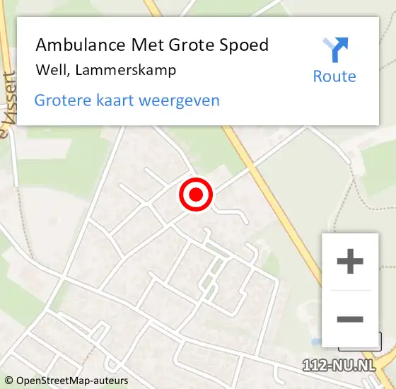 Locatie op kaart van de 112 melding: Ambulance Met Grote Spoed Naar Well, Lammerskamp op 25 juli 2015 12:13