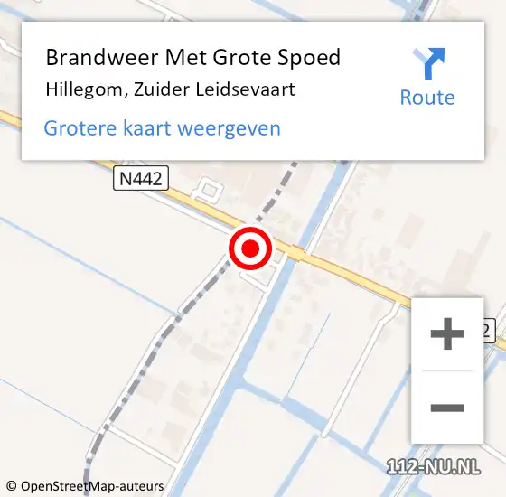 Locatie op kaart van de 112 melding: Brandweer Met Grote Spoed Naar Hillegom, Zuider Leidsevaart op 25 juli 2015 12:20