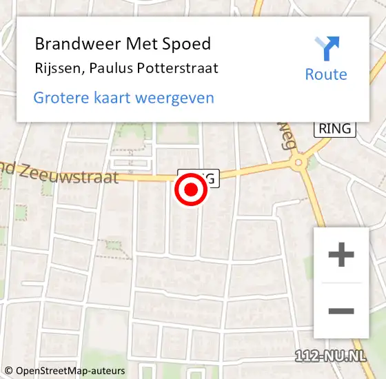 Locatie op kaart van de 112 melding: Brandweer Met Spoed Naar Rijssen, Paulus Potterstraat op 25 juli 2015 12:45