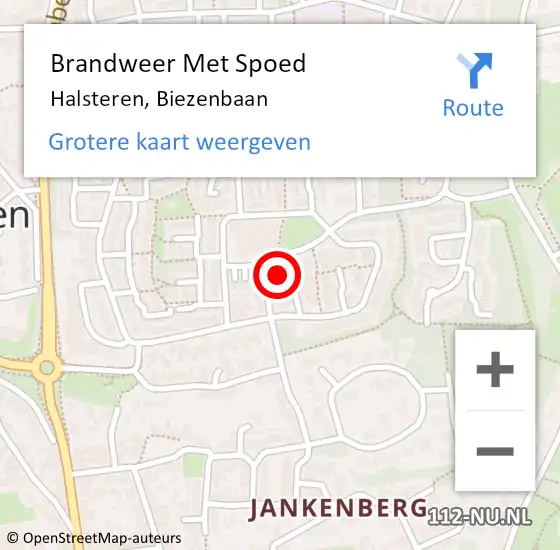 Locatie op kaart van de 112 melding: Brandweer Met Spoed Naar Halsteren, Biezenbaan op 25 juli 2015 12:58