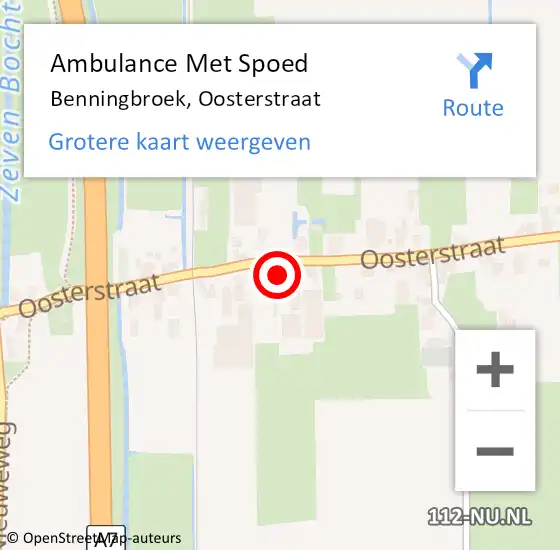 Locatie op kaart van de 112 melding: Ambulance Met Spoed Naar Benningbroek, Oosterstraat op 25 juli 2015 13:16