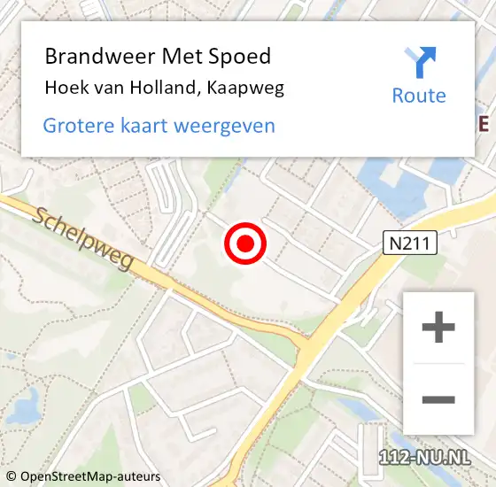 Locatie op kaart van de 112 melding: Brandweer Met Spoed Naar Hoek van Holland, Kaapweg op 25 juli 2015 13:18