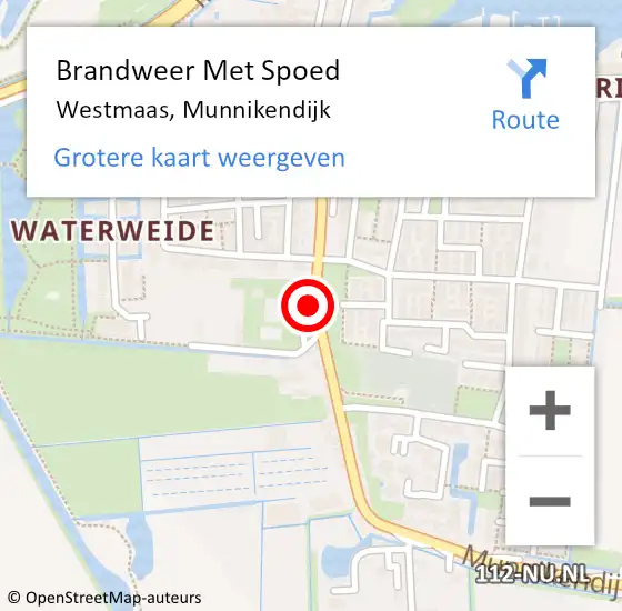 Locatie op kaart van de 112 melding: Brandweer Met Spoed Naar Westmaas, Munnikendijk op 25 juli 2015 13:25