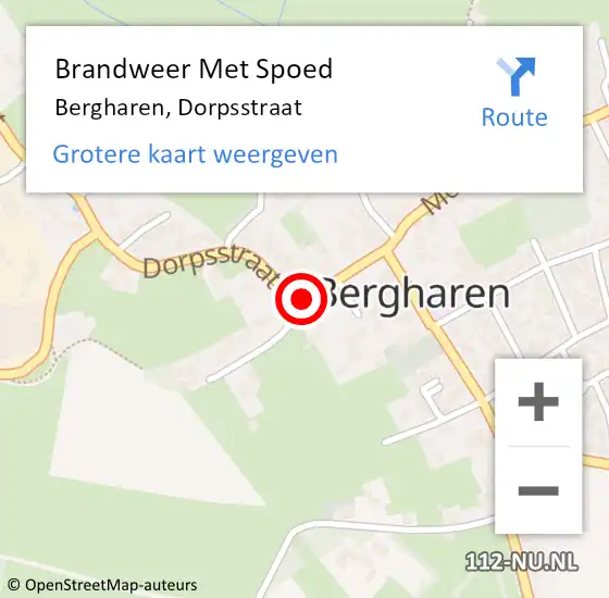 Locatie op kaart van de 112 melding: Brandweer Met Spoed Naar Bergharen, Dorpsstraat op 25 juli 2015 13:26