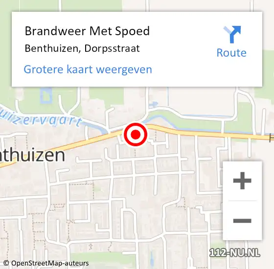 Locatie op kaart van de 112 melding: Brandweer Met Spoed Naar Benthuizen, Dorpsstraat op 25 juli 2015 13:27