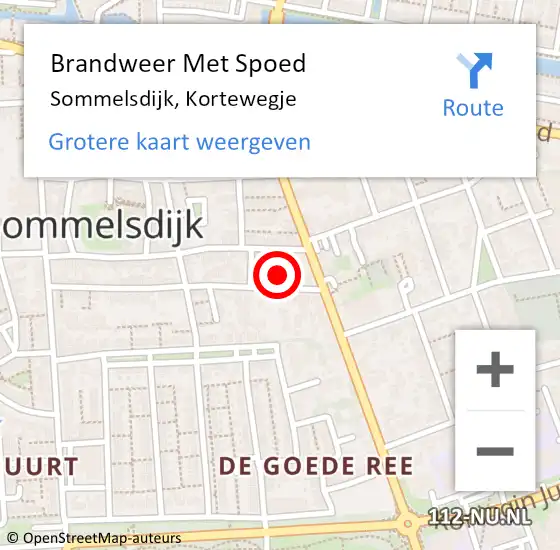 Locatie op kaart van de 112 melding: Brandweer Met Spoed Naar Sommelsdijk, Kortewegje op 25 juli 2015 13:27