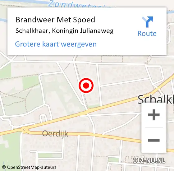 Locatie op kaart van de 112 melding: Brandweer Met Spoed Naar Schalkhaar, Koningin Julianaweg op 25 juli 2015 13:28