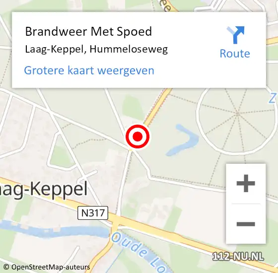 Locatie op kaart van de 112 melding: Brandweer Met Spoed Naar Laag-Keppel, Hummeloseweg op 25 juli 2015 13:37