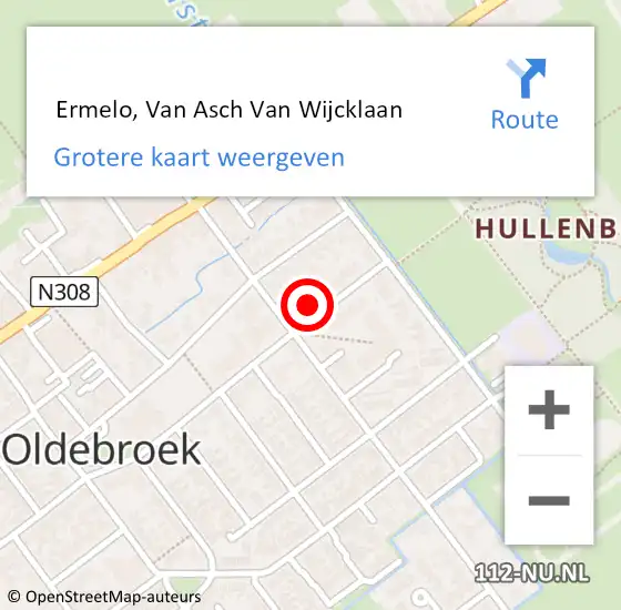 Locatie op kaart van de 112 melding:  Ermelo, Van Asch Van Wijcklaan op 25 juli 2015 13:38