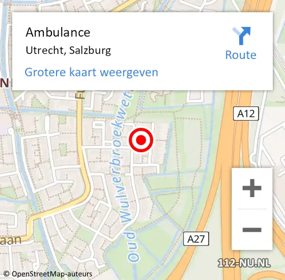 Locatie op kaart van de 112 melding: Ambulance Utrecht, Salzburg op 25 juli 2015 13:54