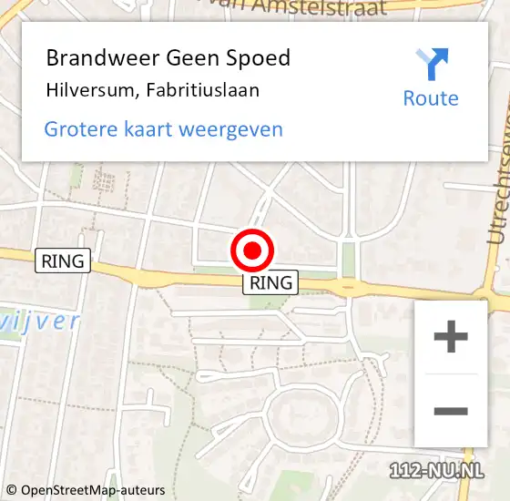 Locatie op kaart van de 112 melding: Brandweer Geen Spoed Naar Hilversum, Fabritiuslaan op 25 juli 2015 13:59