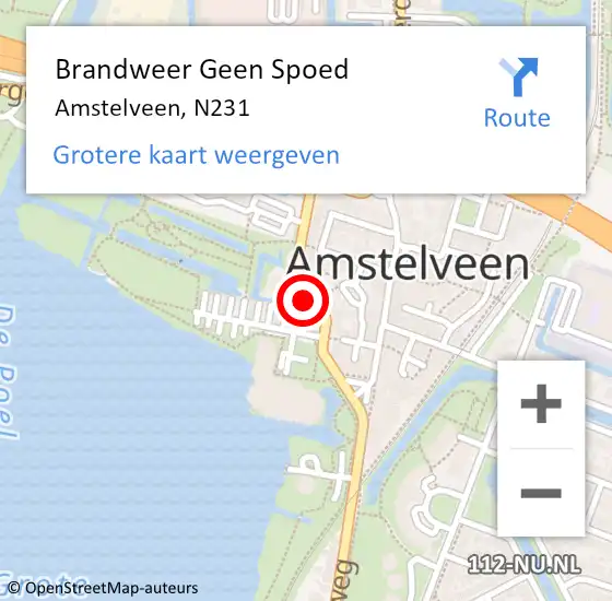 Locatie op kaart van de 112 melding: Brandweer Geen Spoed Naar Amstelveen, N231 op 25 juli 2015 14:04