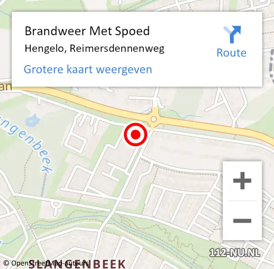 Locatie op kaart van de 112 melding: Brandweer Met Spoed Naar Hengelo, Reimersdennenweg op 25 juli 2015 14:10