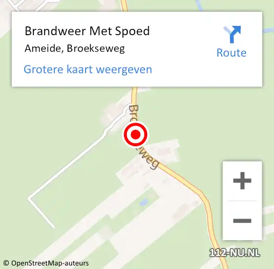 Locatie op kaart van de 112 melding: Brandweer Met Spoed Naar Ameide, Broekseweg op 25 juli 2015 14:16