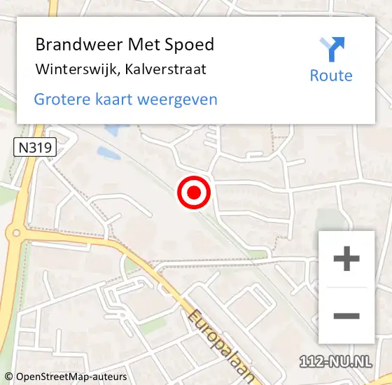 Locatie op kaart van de 112 melding: Brandweer Met Spoed Naar Winterswijk, Kalverstraat op 25 juli 2015 14:17