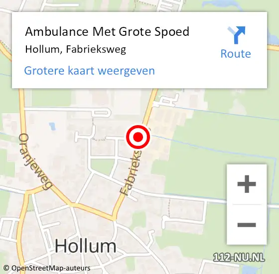 Locatie op kaart van de 112 melding: Ambulance Met Grote Spoed Naar Hollum, Fabrieksweg op 15 november 2013 09:21