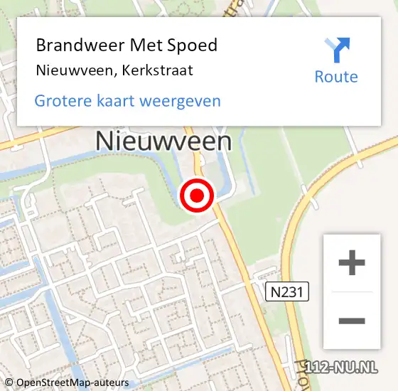 Locatie op kaart van de 112 melding: Brandweer Met Spoed Naar Nieuwveen, Kerkstraat op 25 juli 2015 14:21