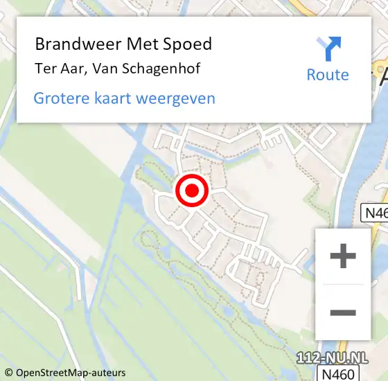 Locatie op kaart van de 112 melding: Brandweer Met Spoed Naar Ter Aar, Van Schagenhof op 25 juli 2015 14:23