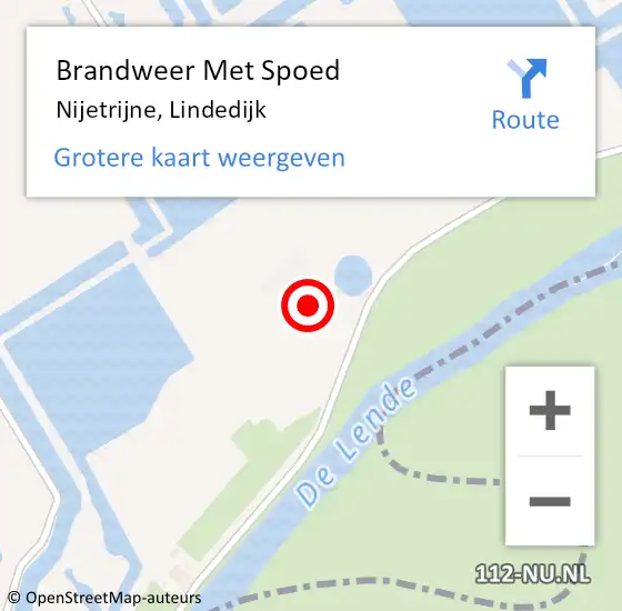 Locatie op kaart van de 112 melding: Brandweer Met Spoed Naar Nijetrijne, Lindedijk op 25 juli 2015 14:25