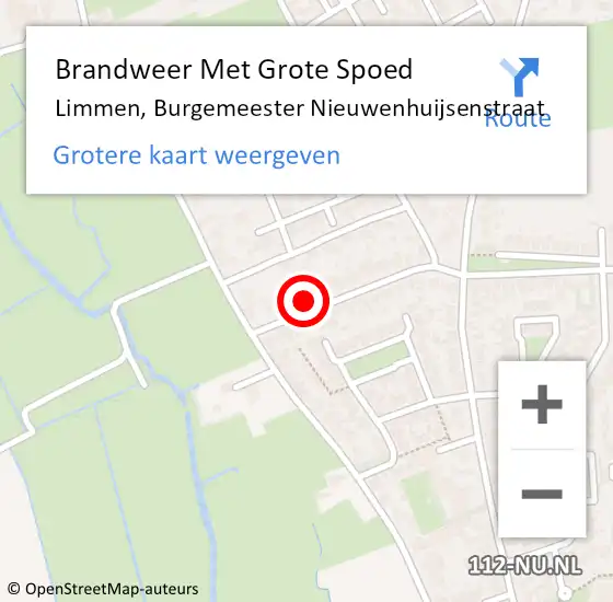 Locatie op kaart van de 112 melding: Brandweer Met Grote Spoed Naar Limmen, Burgemeester Nieuwenhuijsenstraat op 25 juli 2015 14:28