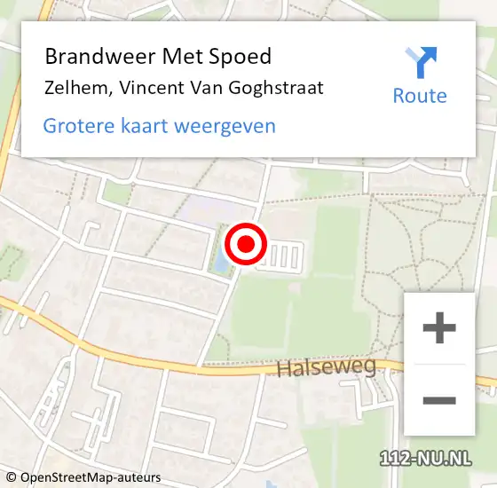 Locatie op kaart van de 112 melding: Brandweer Met Spoed Naar Zelhem, Vincent Van Goghstraat op 25 juli 2015 14:28