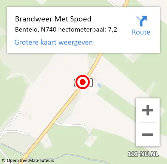Locatie op kaart van de 112 melding: Brandweer Met Spoed Naar Bentelo, N740 hectometerpaal: 7,2 op 25 juli 2015 14:38
